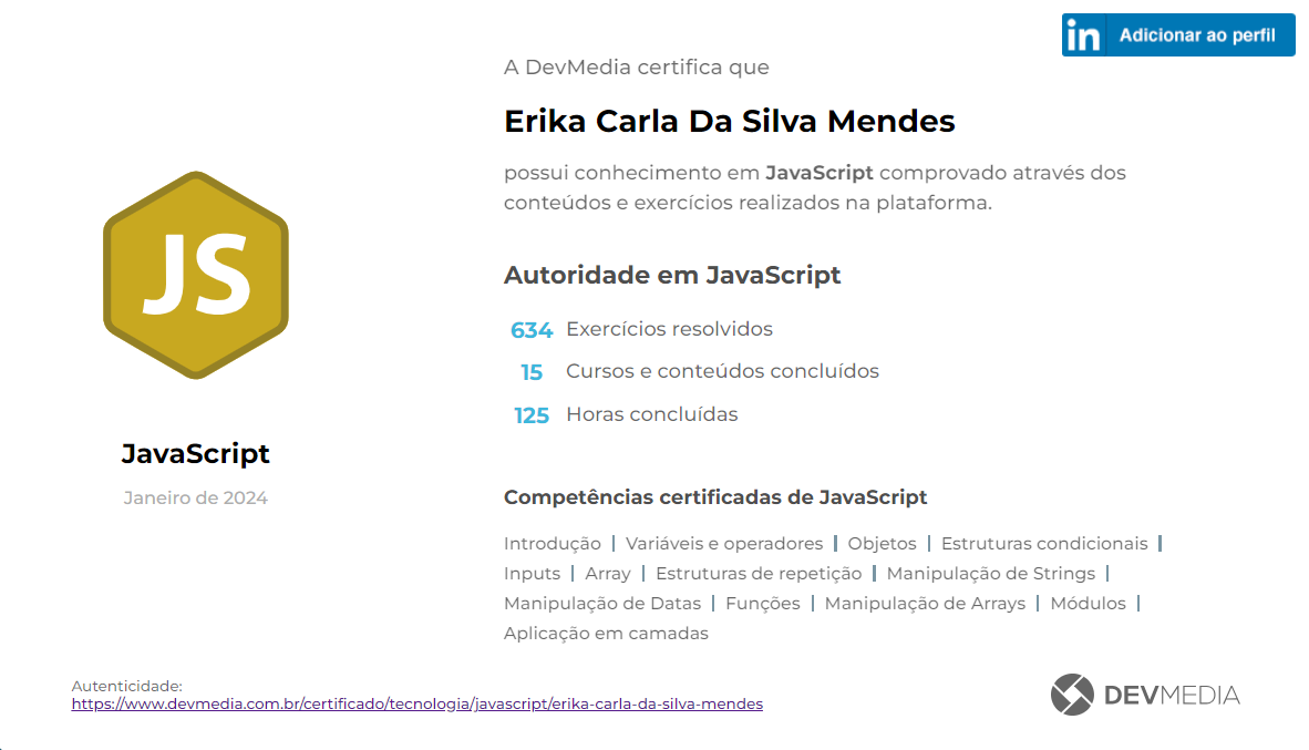 certificado Javascript